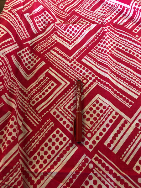 Pink Spotted Chevron on Cotton. 100g/m2, 100% Cotton. Roll Size: 3.2m