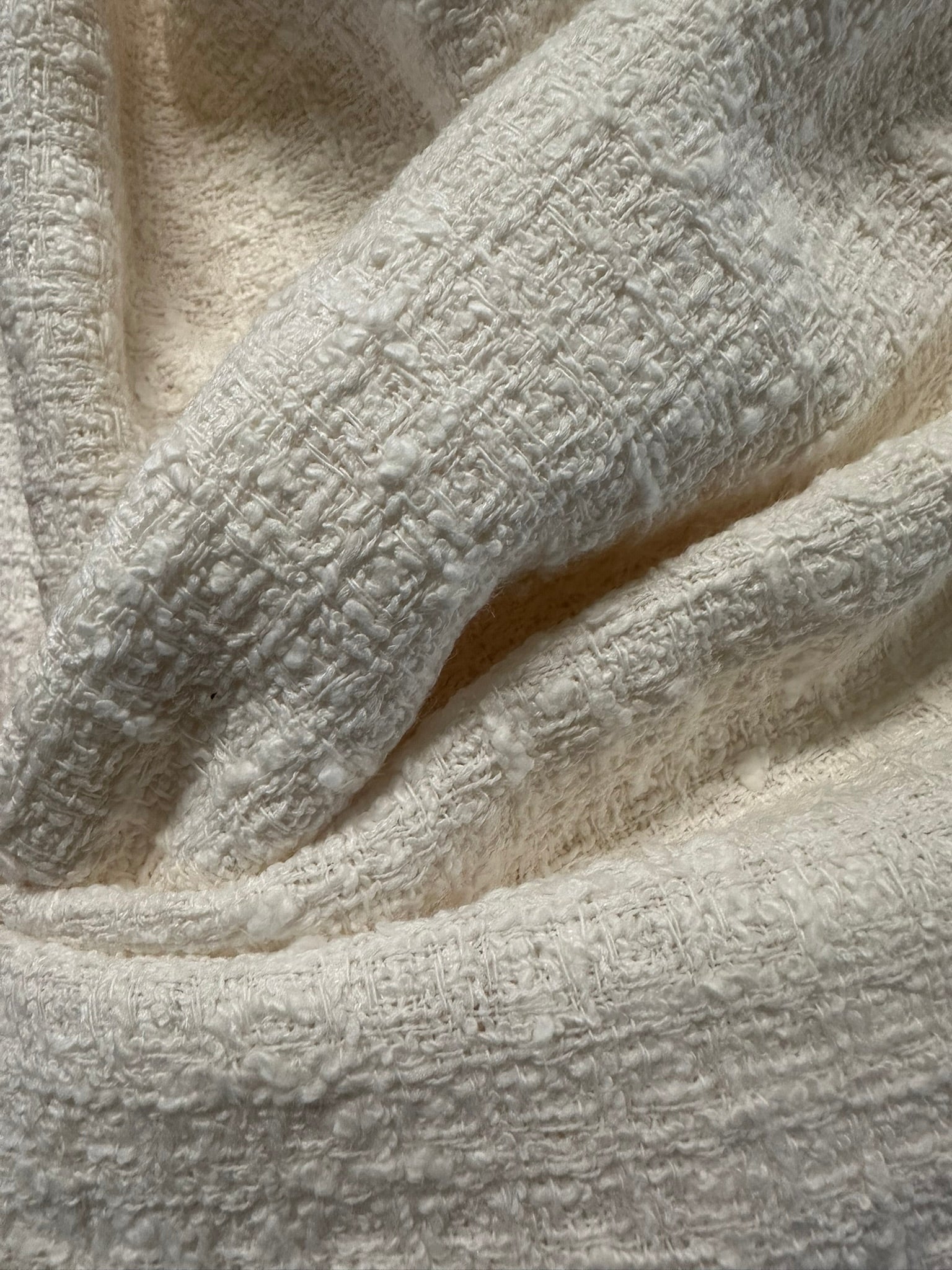 Cream/Ivory Basket Weave Chanel-Style Fabric – High-End Tailoring Material