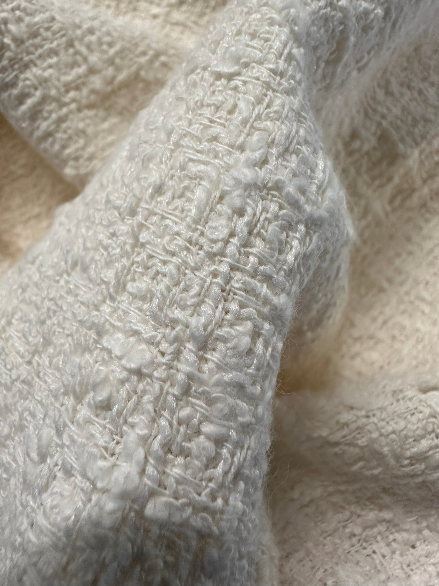 Cream/Ivory Basket Weave Chanel-Style Fabric – High-End Tailoring Material