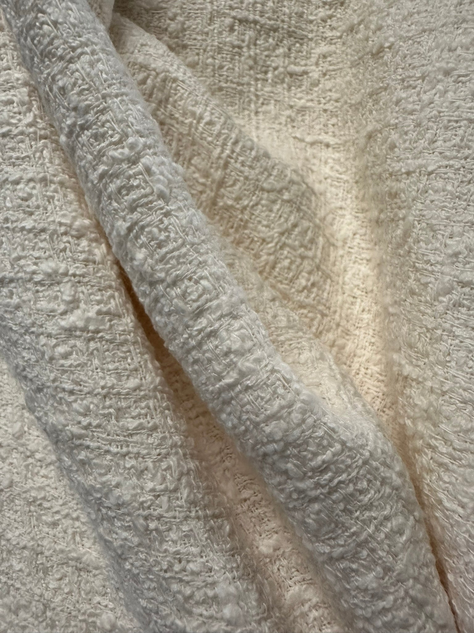 Cream/Ivory Basket Weave Chanel-Style Fabric – High-End Tailoring Material