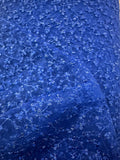 Cobalt Blue Embroidered Lace Fabric with Metallic Thread – Delicate Floral Design