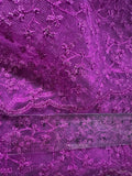 Magenta Embroidered Lace Fabric with Metallic Thread – Delicate Floral Design