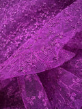 Magenta Embroidered Lace Fabric with Metallic Thread – Delicate Floral Design
