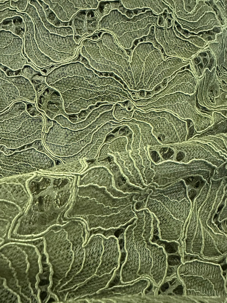 Olive Green Corded Floral Lace – Elegant & Versatile