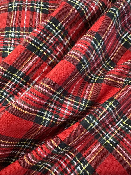 Red Traditional Scottish Tartan Cotton Fabric – Classic Check for Timeless Style