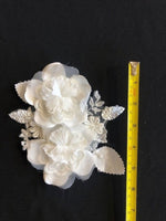 Ivory 15cm Long Double Flower Applique. Sold as Pairs