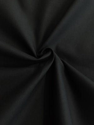 Black Stretch Cotton. 185g/m2, 140cm wide, 97% Cotton 3% Elastane. Roll Size - 1.3m