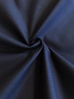 French Navy Stretch Cotton. 185g/m2, 140cm wide, 97% Cotton 3% Elastane. Roll Size - 1m