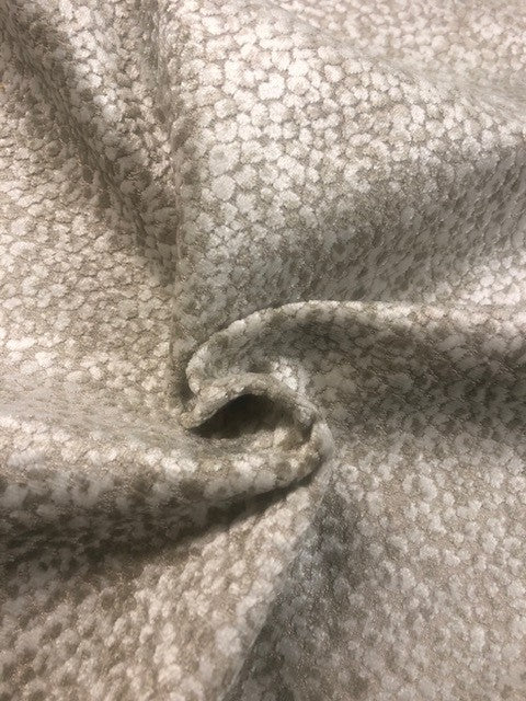 Flame Retardant Cut Velvet Mottled Mink & Ivory Upholstery Fabric