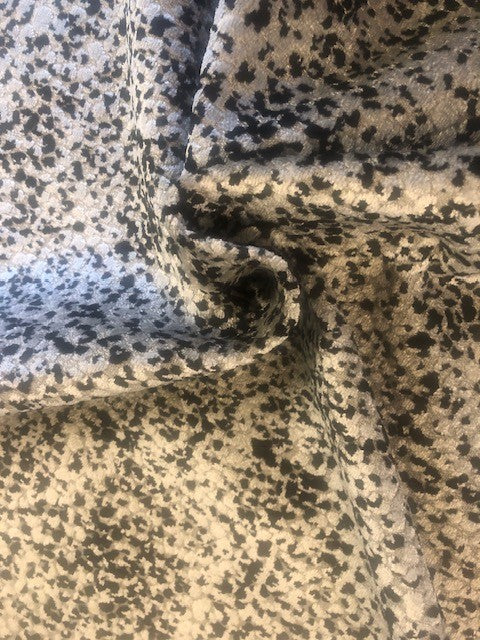 Flame Retardant Cut Velvet Mottled Black & Grey Upholstery Fabric