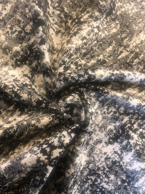 Flame Retardant Cut Velvet Mottled Black Grey Upholstery Fabric