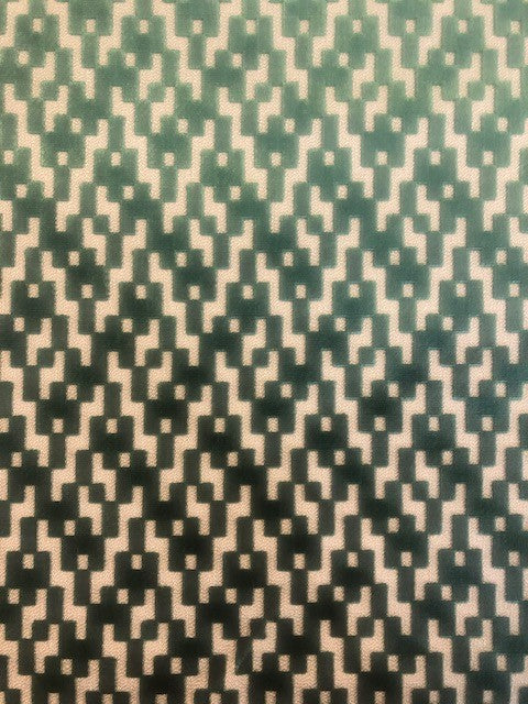 Flame Retardant Cut Velvet Green Geometric Upholstery Fabric