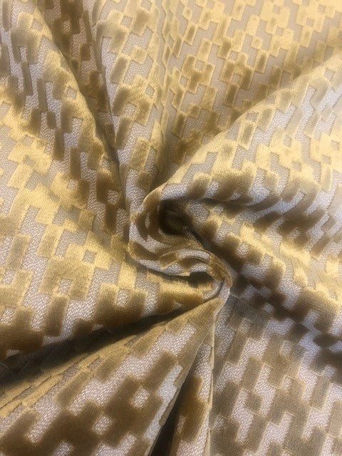 Flame Retardant Cut Velvet Gold Geometric Upholstery Fabric