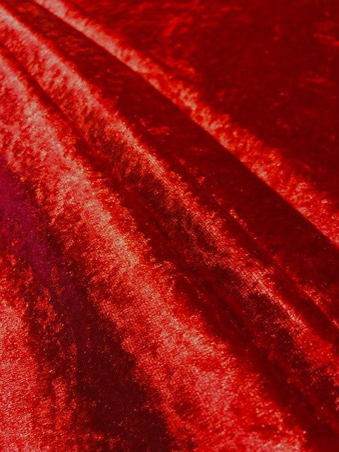 Crushed Stretch Velvet Fabric – Red