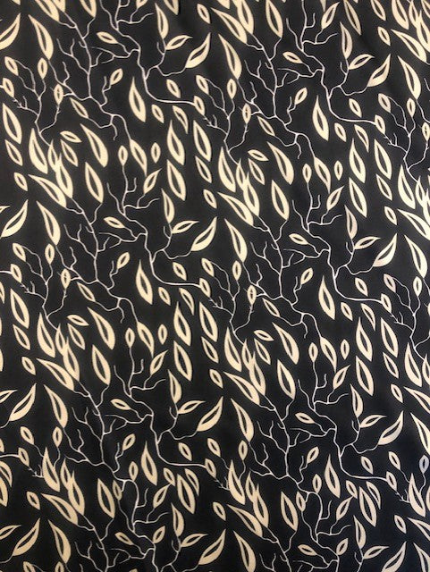 Ivory Leaf on Black Satin