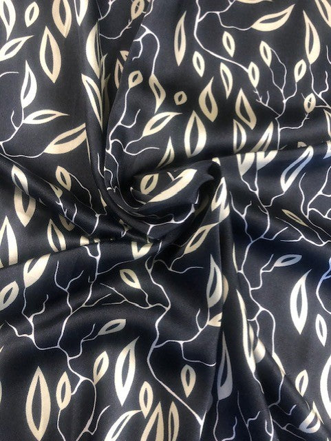 Ivory Leaf on Black Satin