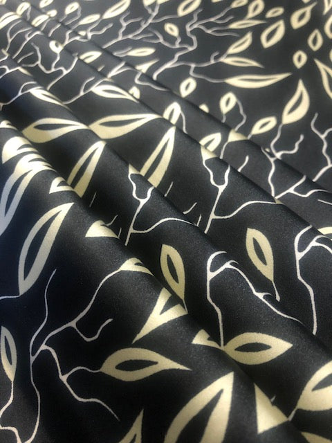 Ivory Leaf on Black Satin