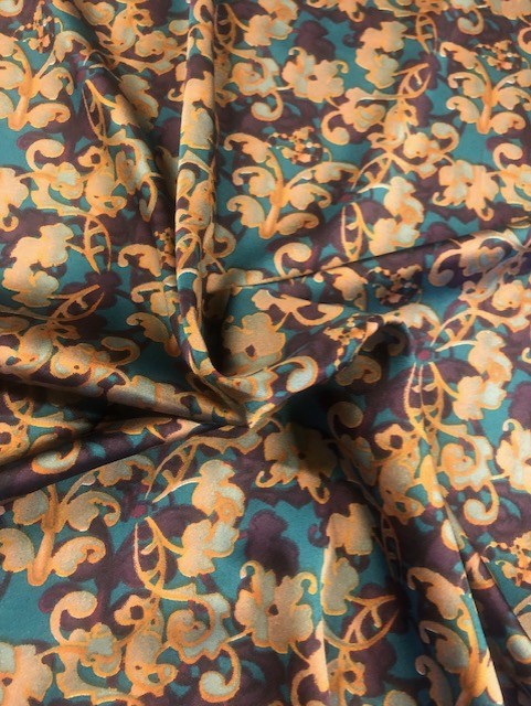 Multicoloured Jaal Style Print on Satin