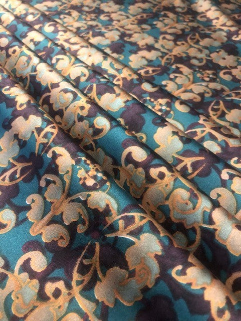 Multicoloured Jaal Style Print on Satin