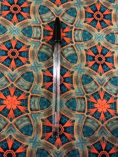 Orange & Emerald Geometric Design on Satin