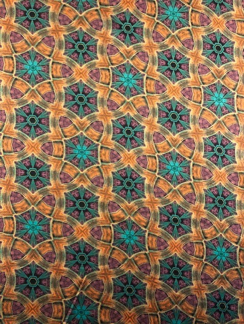 Purple & Emerald Geometric Design on Satin
