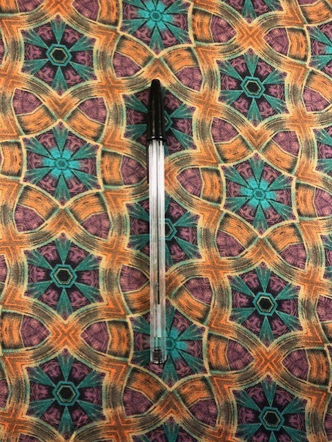 Purple & Emerald Geometric Design on Satin