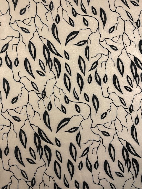 Black Leaf on Ivory Matt Satin