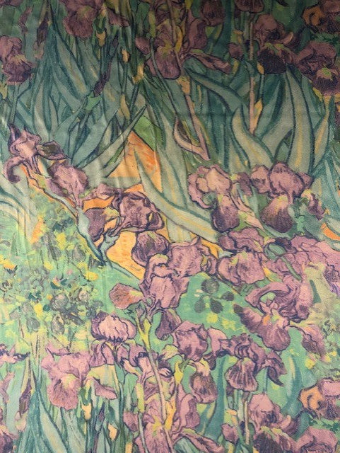 Iris Flower Print on Satin