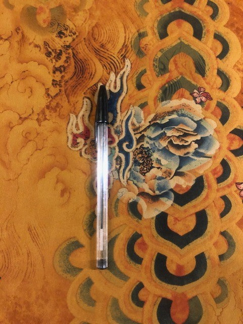 Oriental Style  Print on Gold Satin