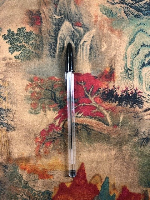 Pagoda & Landscape Oriental Style Print on Satin