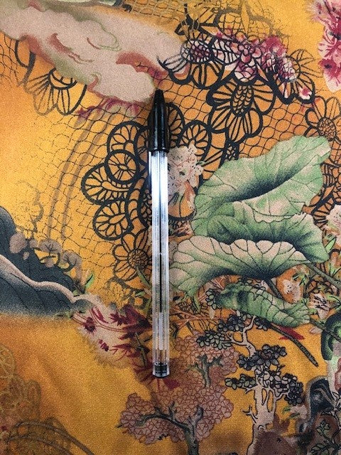 Chinoiserie Landscape on Yellow Gold Satin