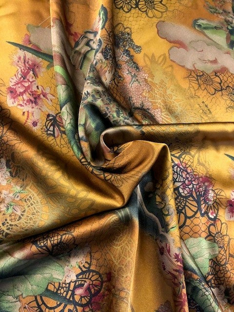 Chinoiserie Landscape on Yellow Gold Satin
