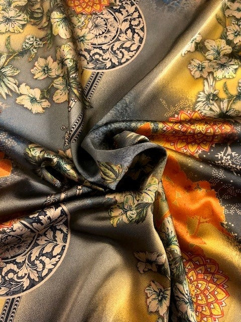 Chinoiserie Floral Print on Satin