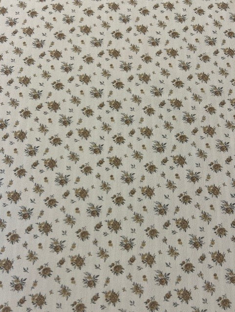 Mustard & Grey Ditsy Floral Crinkle Polyester Fabric – Lightweight Fashion