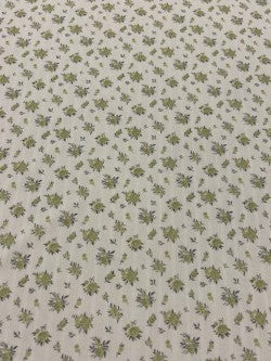 Pistachio & Grey Ditsy Floral Polyester Fabric – Ivory Crinkle Base