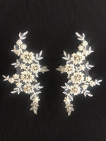 Ivory Pearl & Sequin Applique. Sold as Pairs