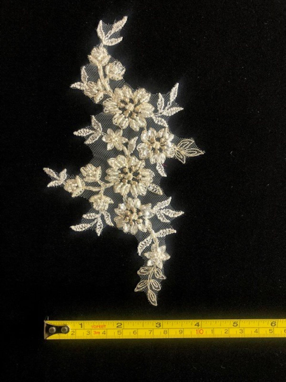 Ivory Pearl & Sequin Applique. Sold as Pairs