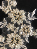 Ivory Pearl & Sequin Applique. Sold as Pairs