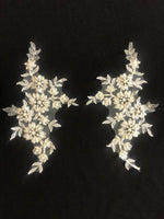 Porcelain Pearl & Sequin Applique. Sold as Pairs