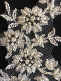 Porcelain Pearl & Sequin Applique. Sold as Pairs