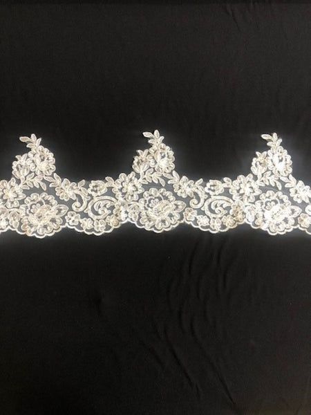 Ivory Corded & Beaded Edging 16cm Maximum Width