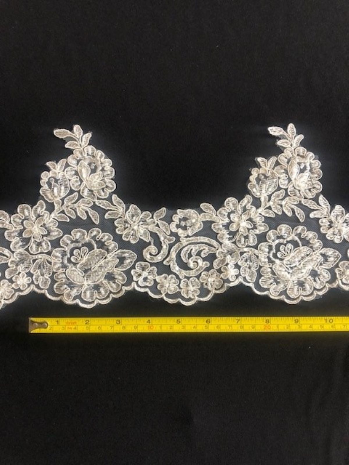 Ivory Corded & Beaded Edging 16cm Maximum Width