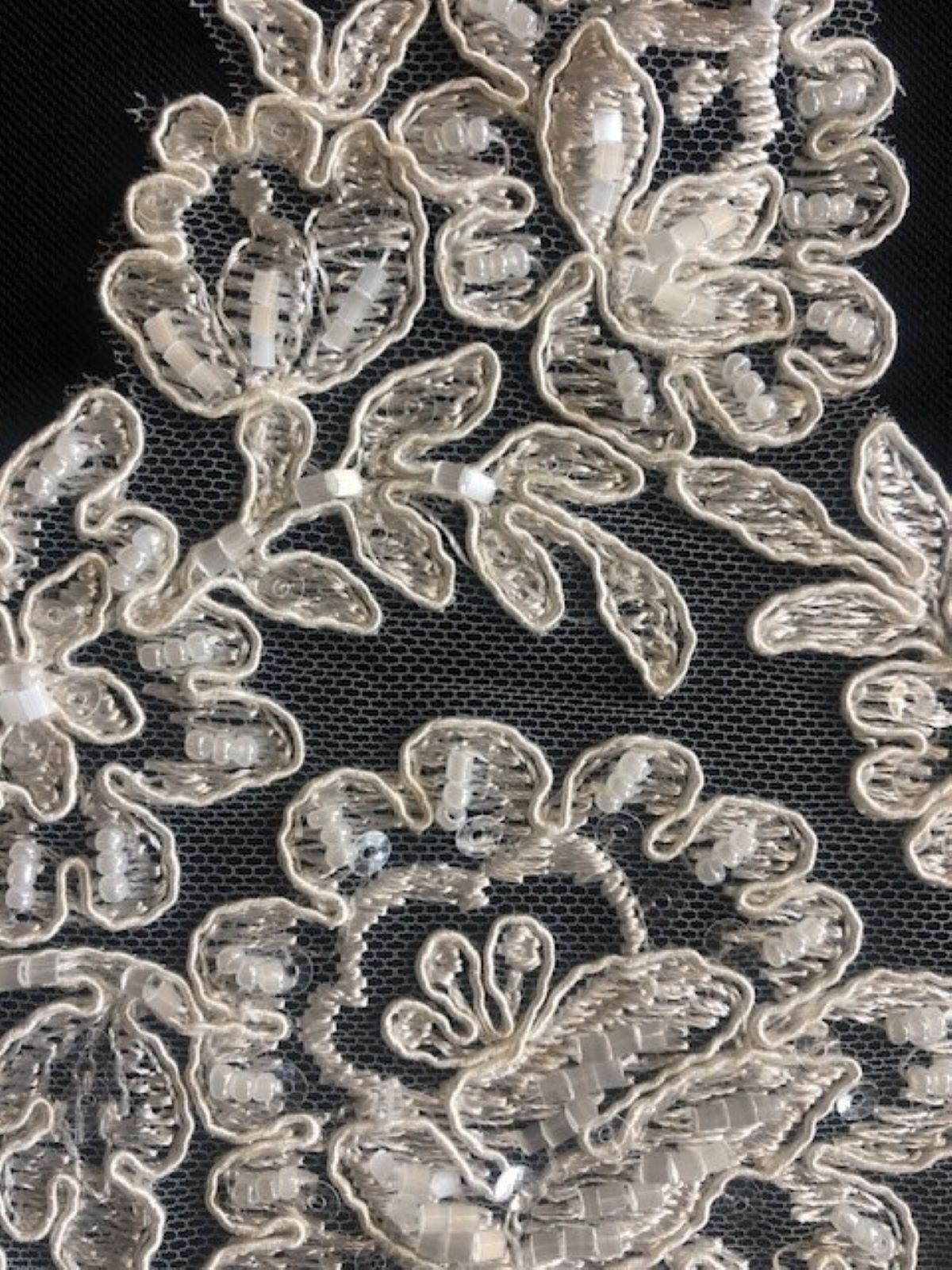 Ivory Corded & Beaded Edging 16cm Maximum Width