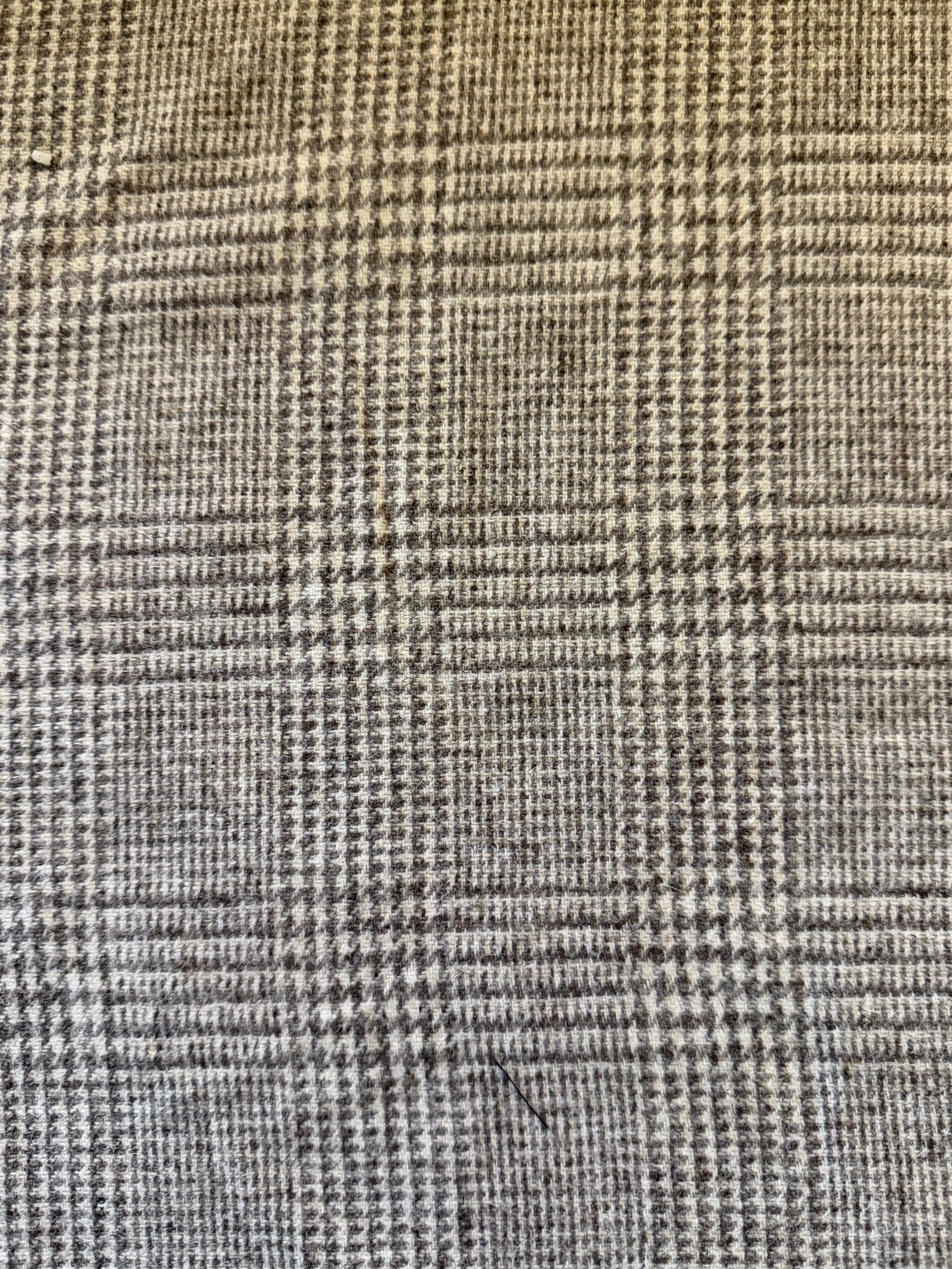 100% Wool Plaid Fabric – Beige & Brown – 140cm Wide