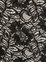 Black Corded Lace with Scalloped Edge