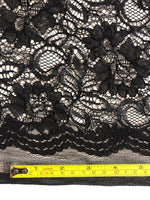 Black Corded Lace with Scalloped Edge