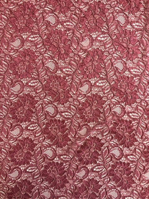 Dusty Pink Corded Lace with Scalloped Edge