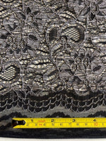 Slate Corded Lace with Scalloped Edge