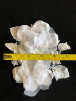 White 15cm Long Double Flower Applique. Sold as Pairs