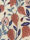 Coral Pink Pears on White Cotton Lawn